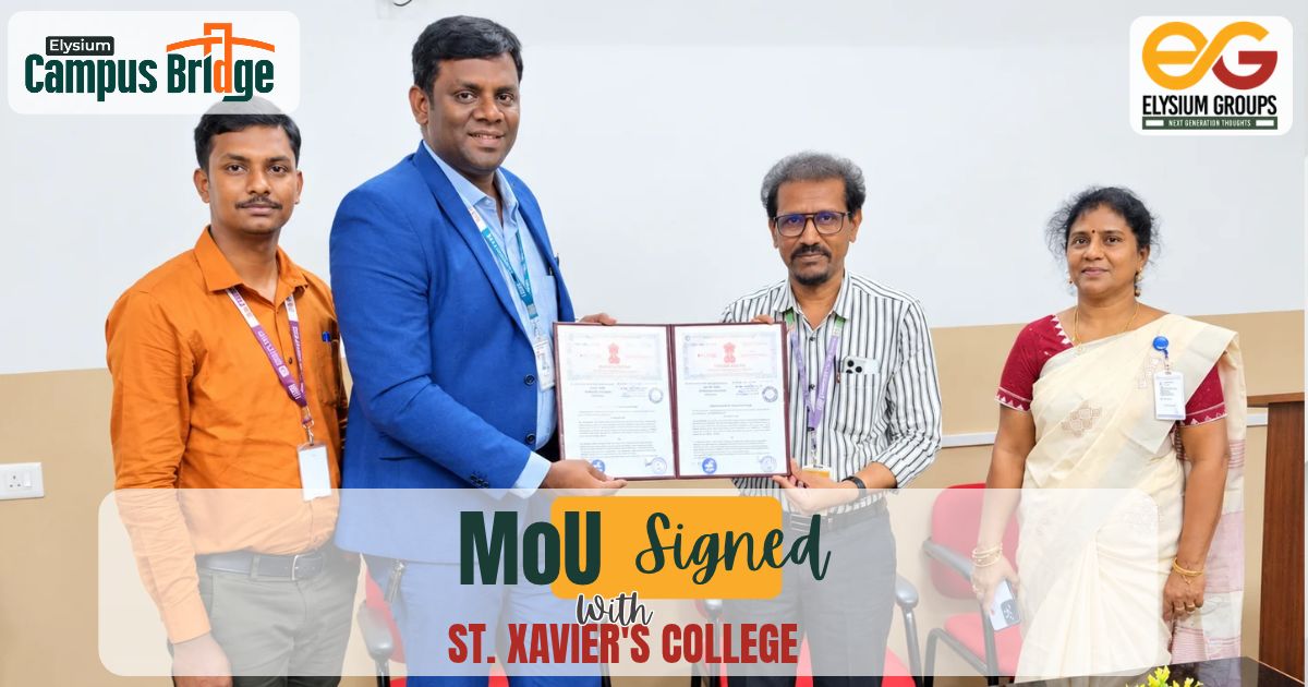 St. Xavier's College MoU with CampusBridge signed by Dr. S. Chidambaranathan and Mr. Veerabaskaran K