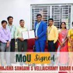 Vellaichamy Nadar College MoU with CampusBridge signed by Dr. P. Balamurugan and Mr. Veerabaskaran K