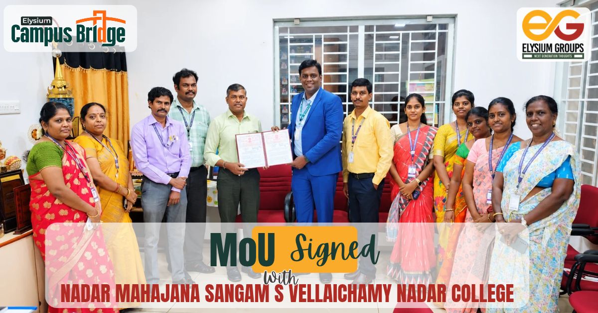 Vellaichamy Nadar College MoU with CampusBridge signed by Dr. P. Balamurugan and Mr. Veerabaskaran K